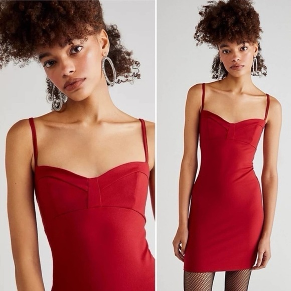 NWT Free People Probably Should Mini Dress in Holly Berry Red - Size Small - Picture 3 of 14